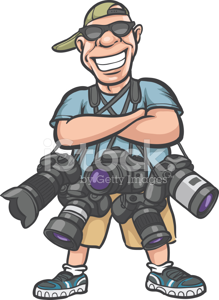 37464416-funny-cartoon-character-happy-photographer-with-lots-of-camera
